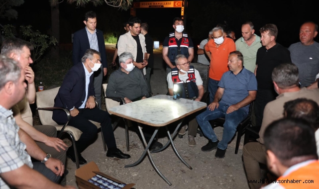 Başkan Alemdar Vali Doğan’la birlikte yangın bölgesinde