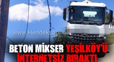 Hendek'te Beton Mikseri Kabloları Kopardı: Mahalle İnternetsiz Kaldı