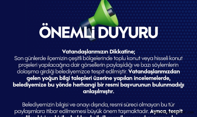 Hendek Belediyesi Resmi Olmayan Projelere İtibar Etmeyin