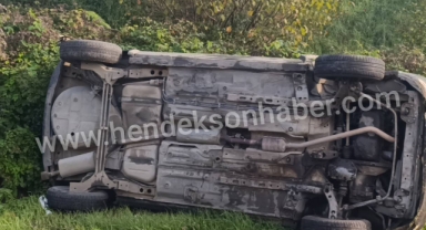 Hendek'te Kontrolden Çıkan Otomobil Takla Attı: Korkutan Kaza!