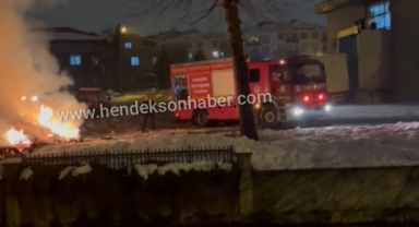 SAMAN YÜKLÜ KAMYON ALEV ALEV YANDI!