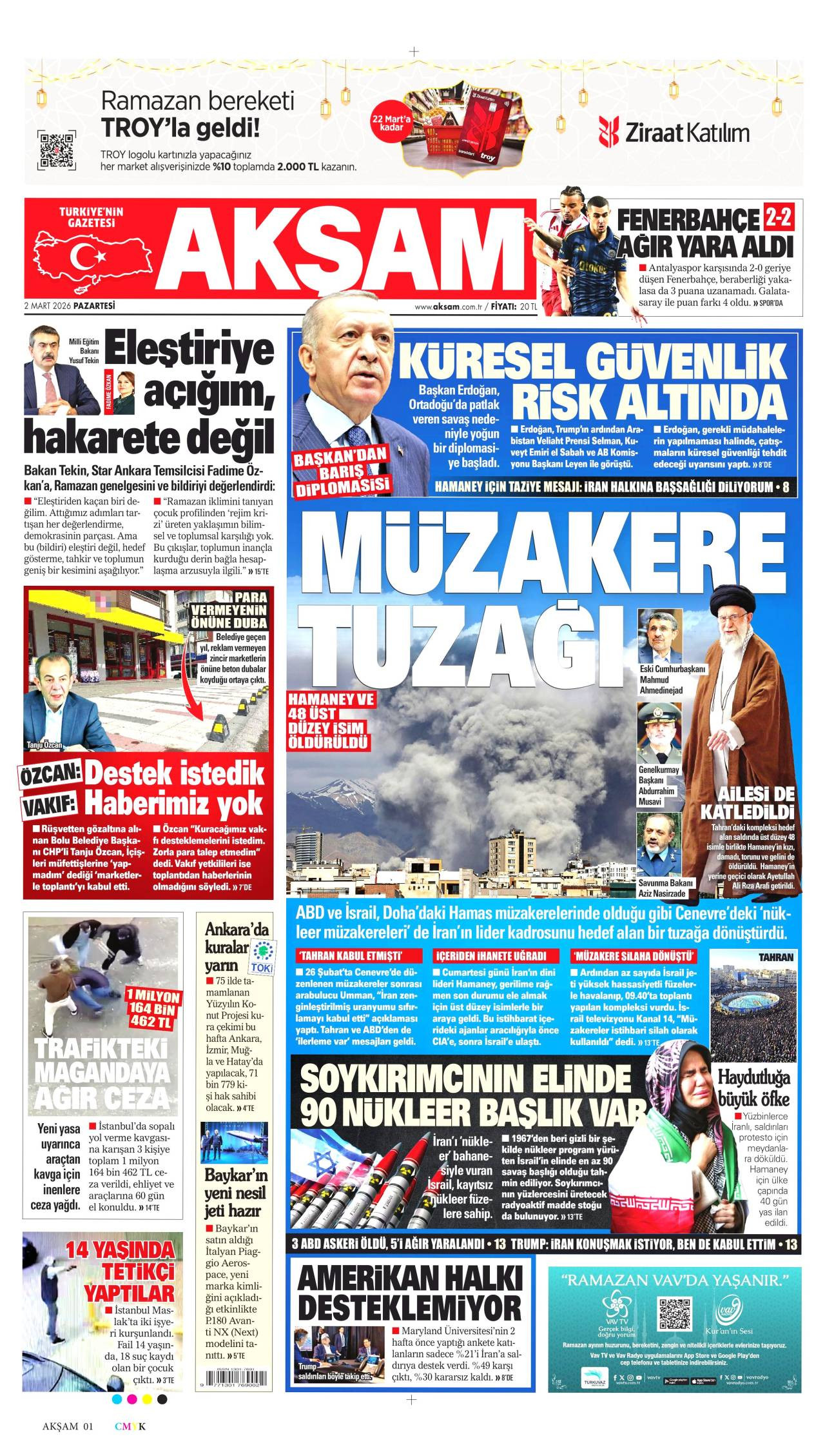 Akşam Gazete Manşeti