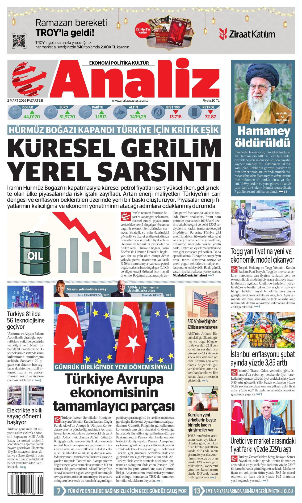 Analiz Gazete Manşeti