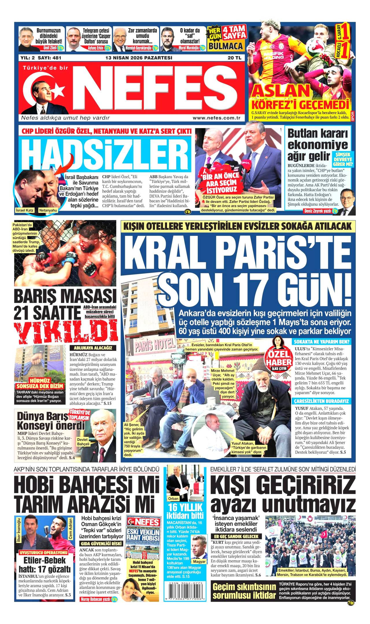 Nefes Gazetesi Gazete Manşeti